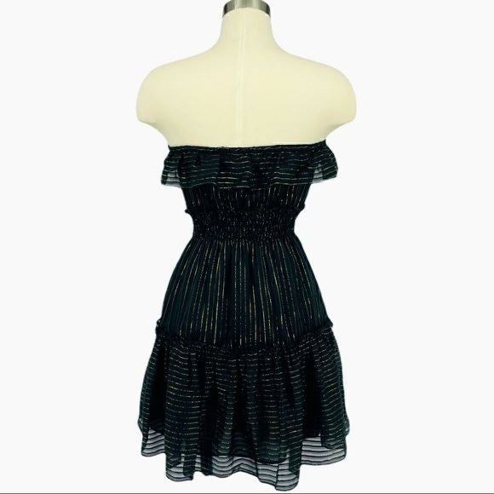 bebe Sheer Ruffle Strapless Dress - Picture 3 of 10